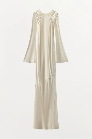 Платье из 100% шелка со сборками- Заказать в России