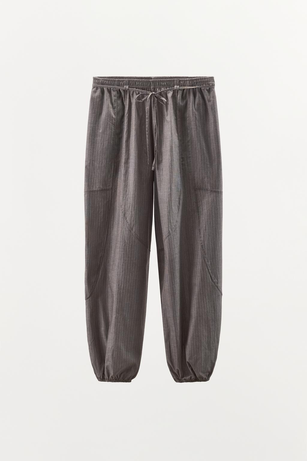 ШИРОКИЕ БРЮКИ В ПОЛОСКУ С ПОЯСОМ