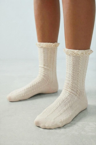 Носки с романтическими вышитыми цветами и кружевом- Заказать в России