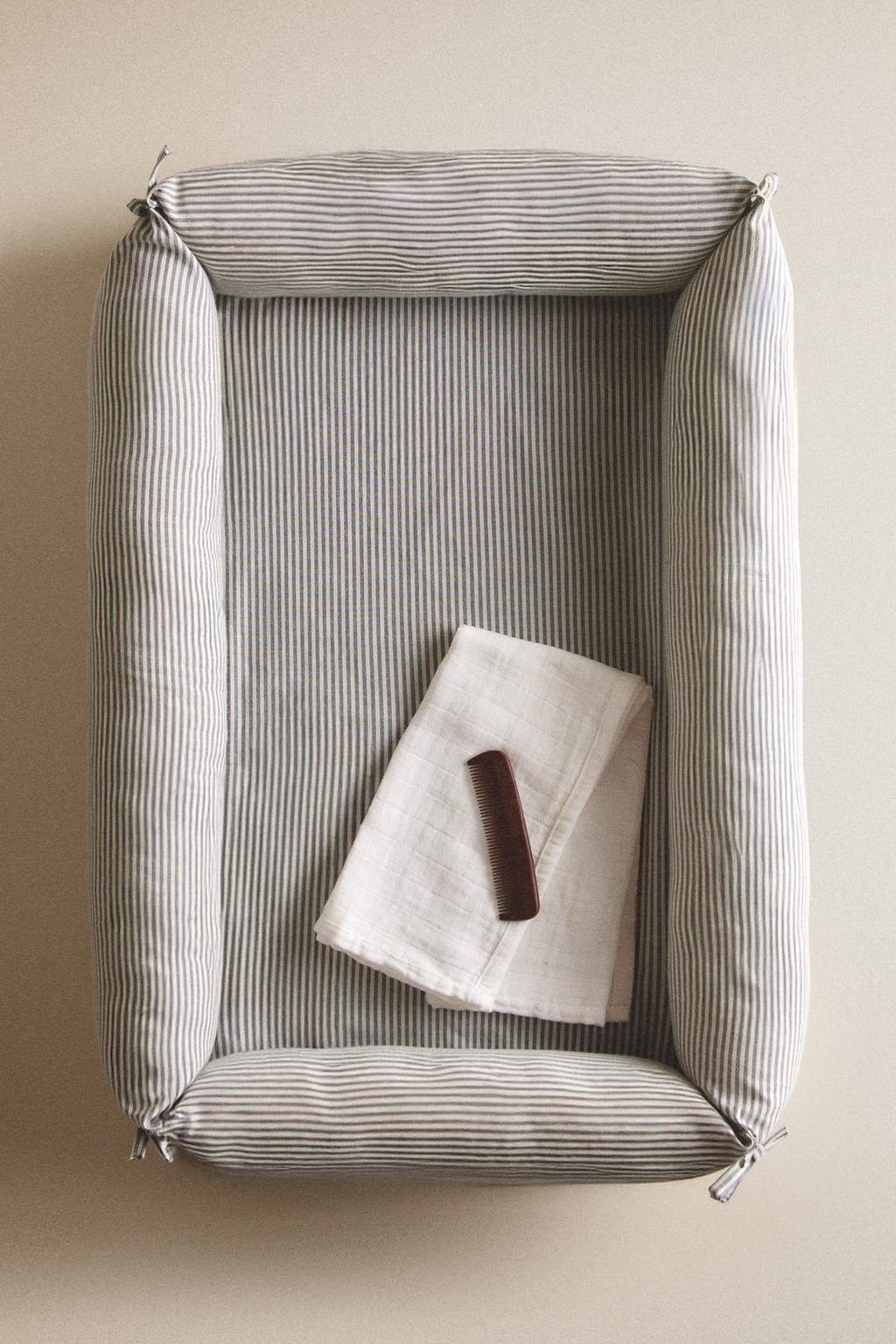 Детский прямоугольный хлопковый гнездовой кроватец в полоску