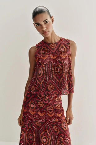 Юбка миди с перфорацией- Заказать в России