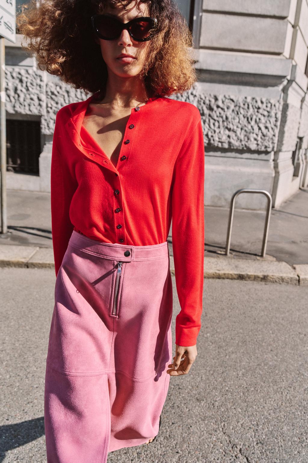 ЮБКА МИДИ ИЗ ИСКУССТВЕННОЙ ЗАМШИ