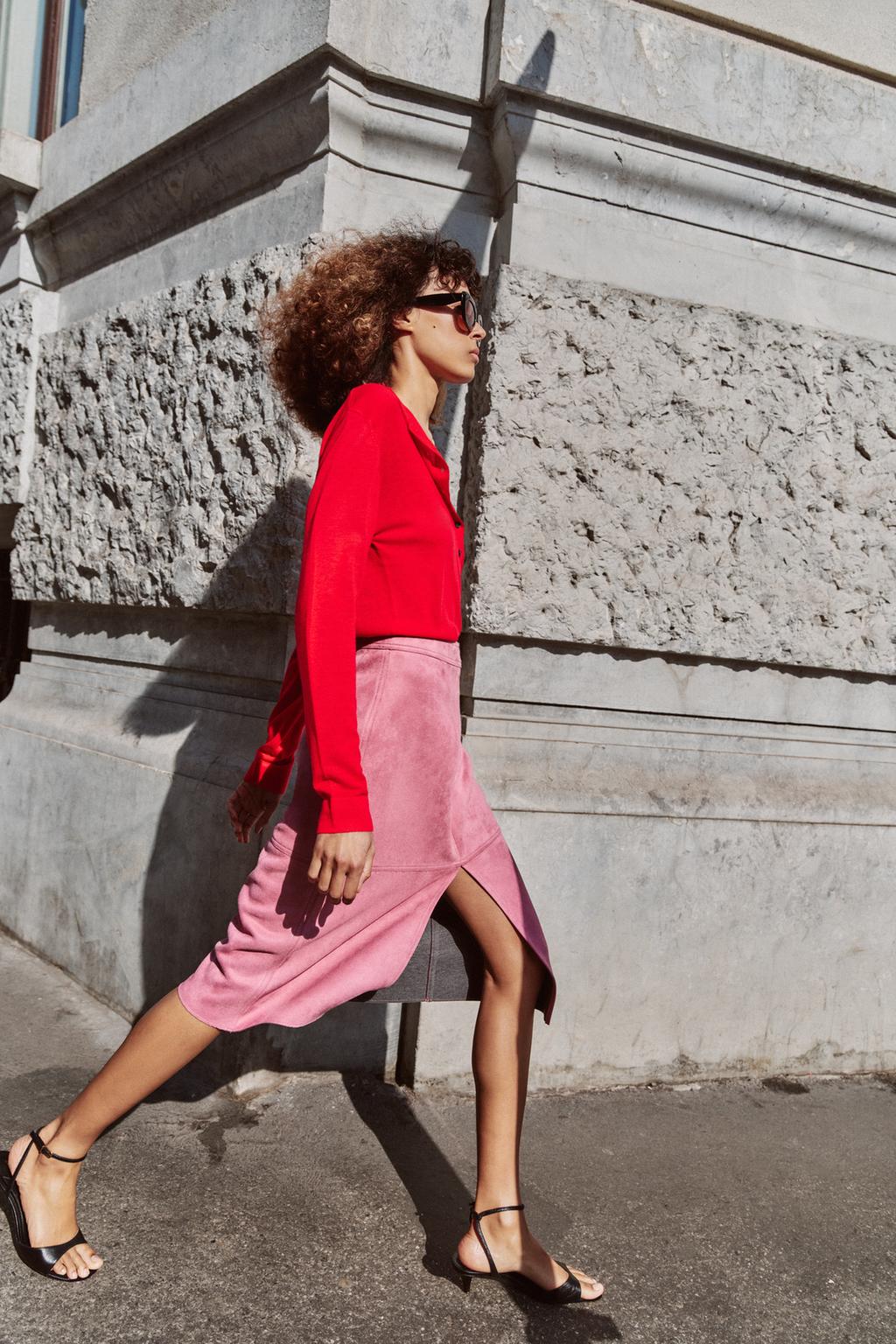 ЮБКА МИДИ ИЗ ИСКУССТВЕННОЙ ЗАМШИ