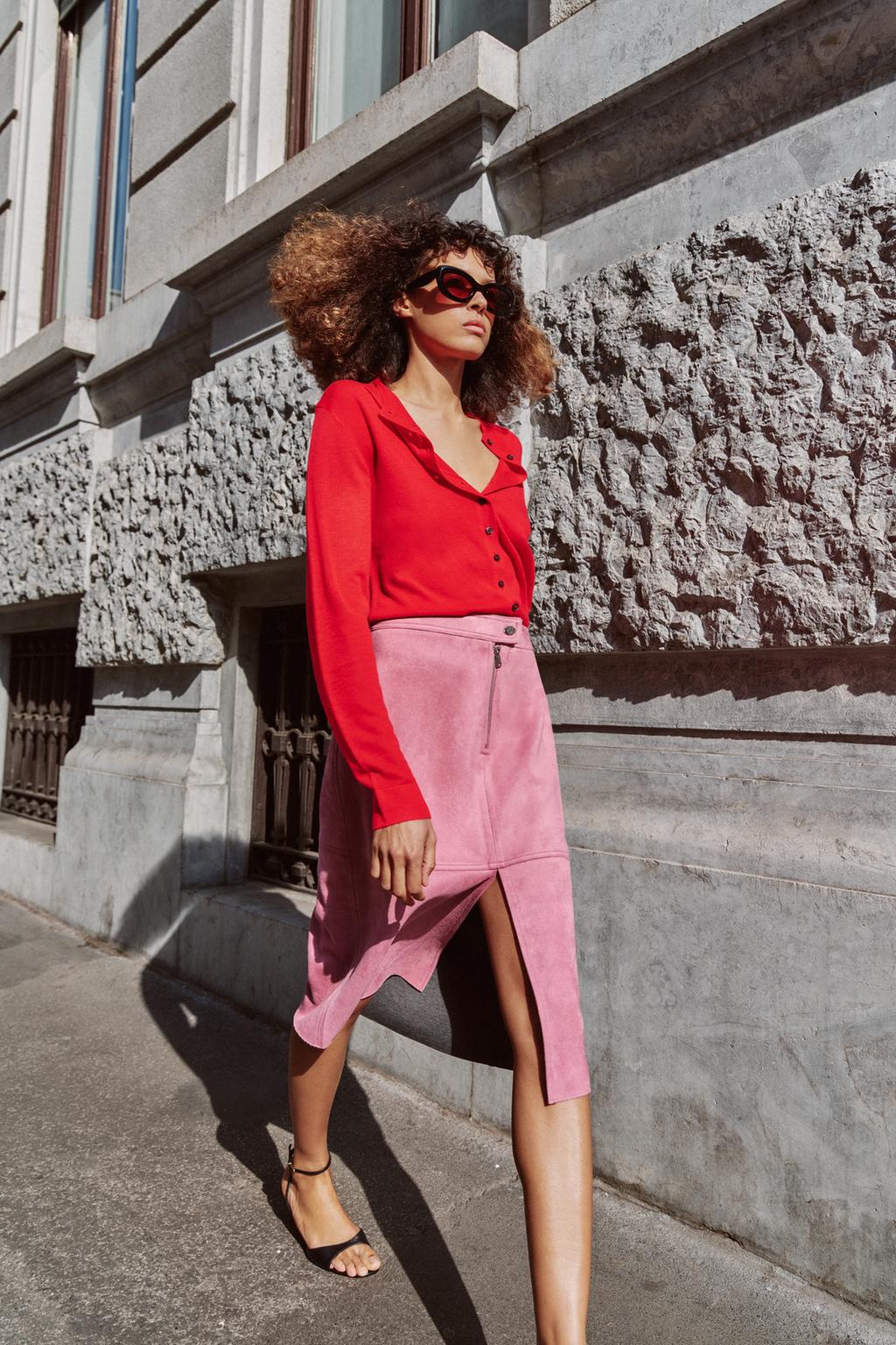 ЮБКА МИДИ ИЗ ИСКУССТВЕННОЙ ЗАМШИ