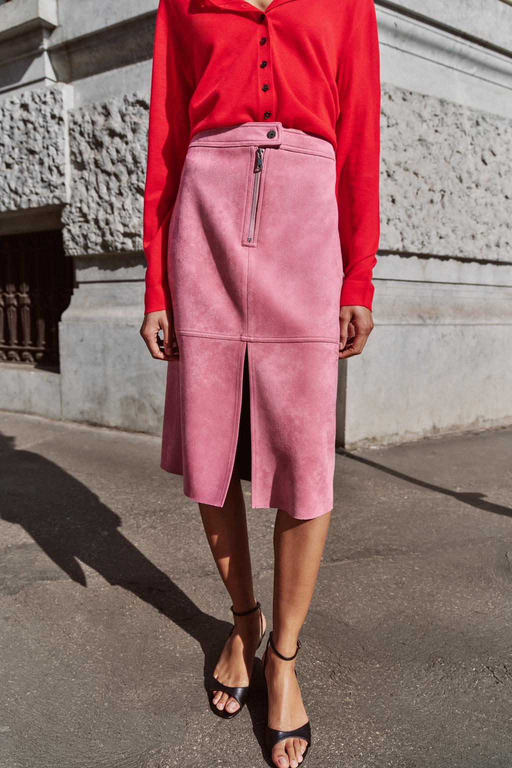 ЮБКА МИДИ ИЗ ИСКУССТВЕННОЙ ЗАМШИ