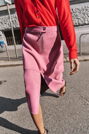 Юбка миди из искусственной замши- Заказать в России