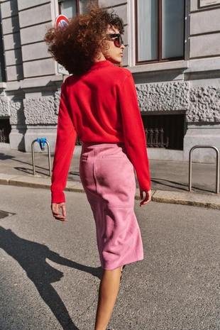 Юбка миди из искусственной замши- Заказать в России