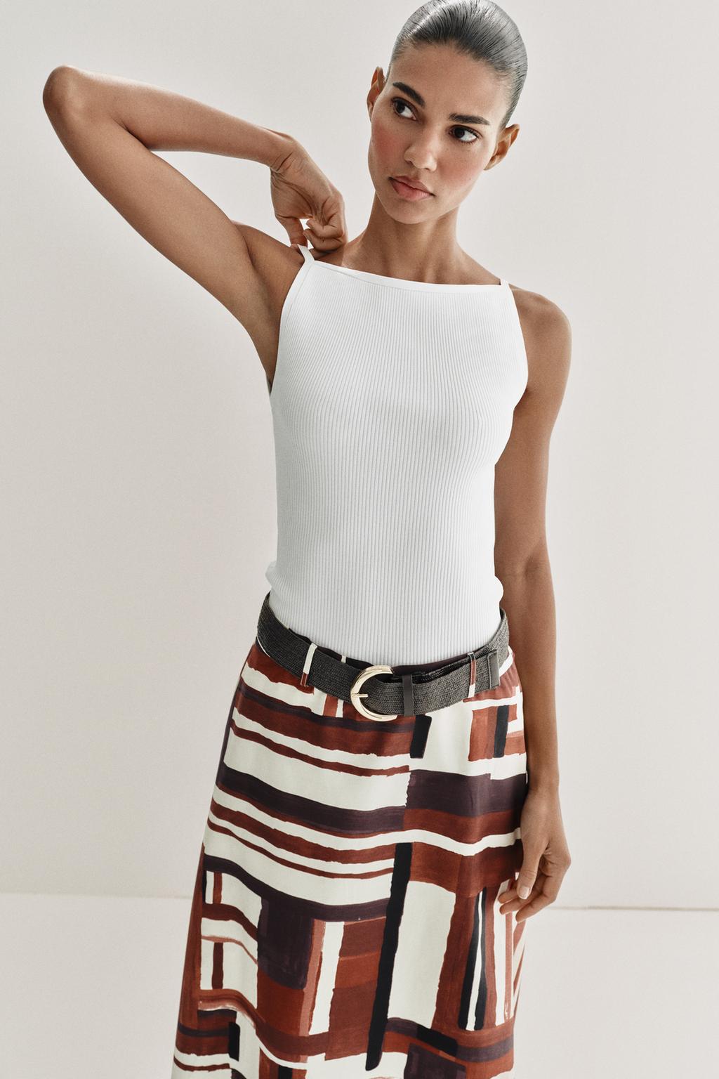 ЮБКА ИЗ ПОПЛИНА С ПРИНТОМ И РЕМНЕМ