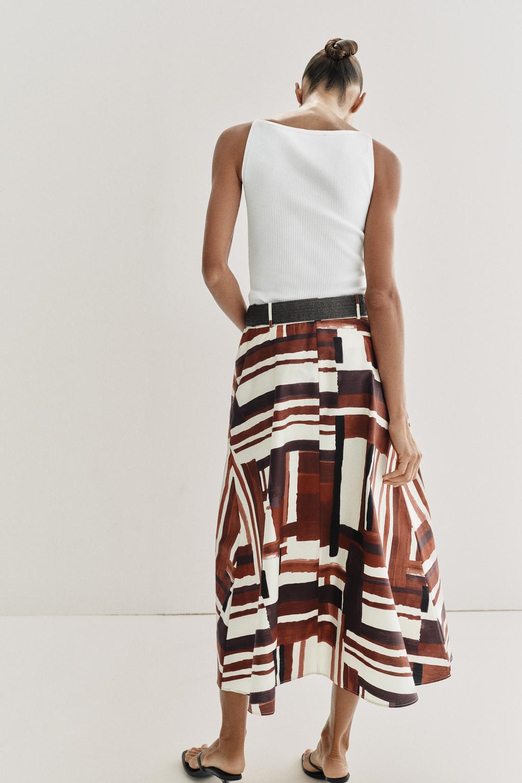 ЮБКА ИЗ ПОПЛИНА С ПРИНТОМ И РЕМНЕМ