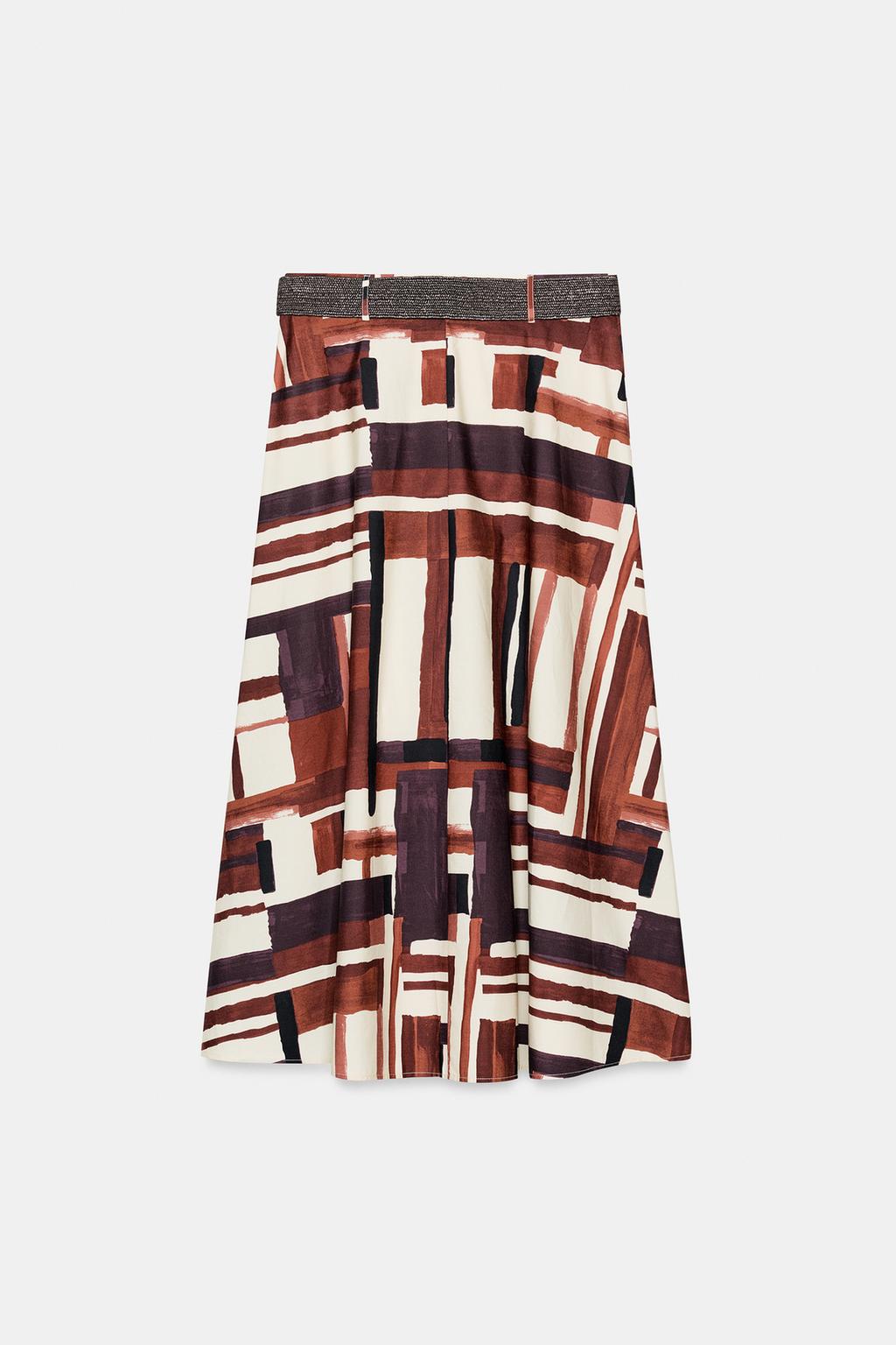 ЮБКА ИЗ ПОПЛИНА С ПРИНТОМ И РЕМНЕМ