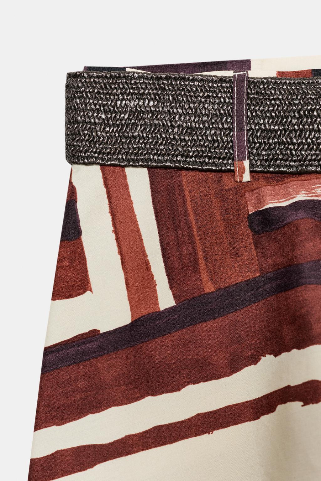 ЮБКА ИЗ ПОПЛИНА С ПРИНТОМ И РЕМНЕМ