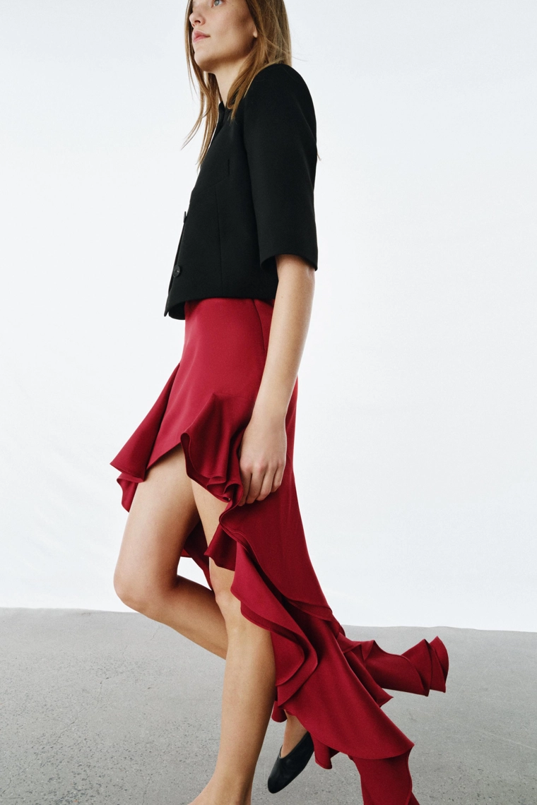 Асимметричная оборчатая юбка коллекции zw