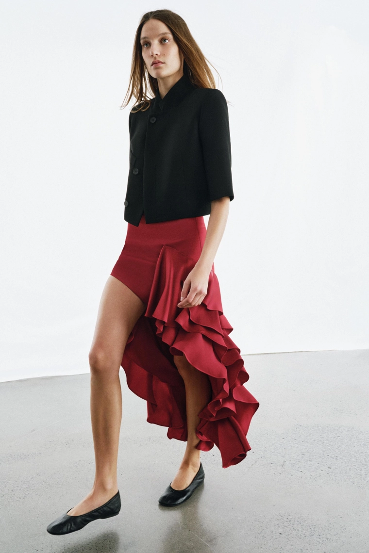 Асимметричная оборчатая юбка коллекции zw