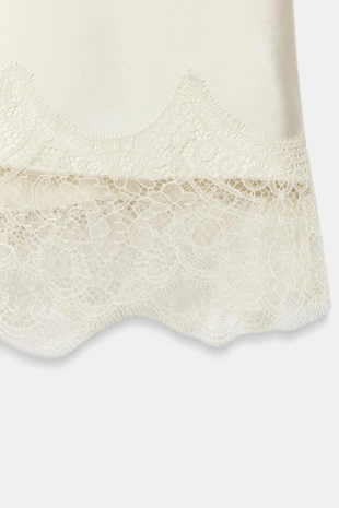 Атласная юбка миди с кружевом- Заказать в России