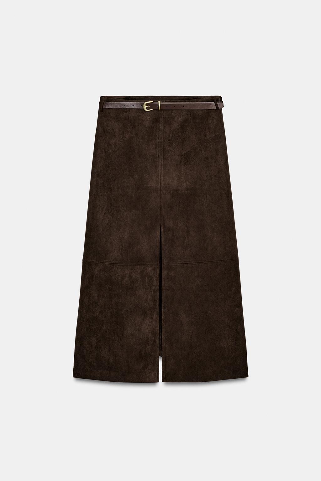 ЮБКА ИЗ ИСКУССТВЕННОЙ ЗАМШИ С РЕМНЕМ