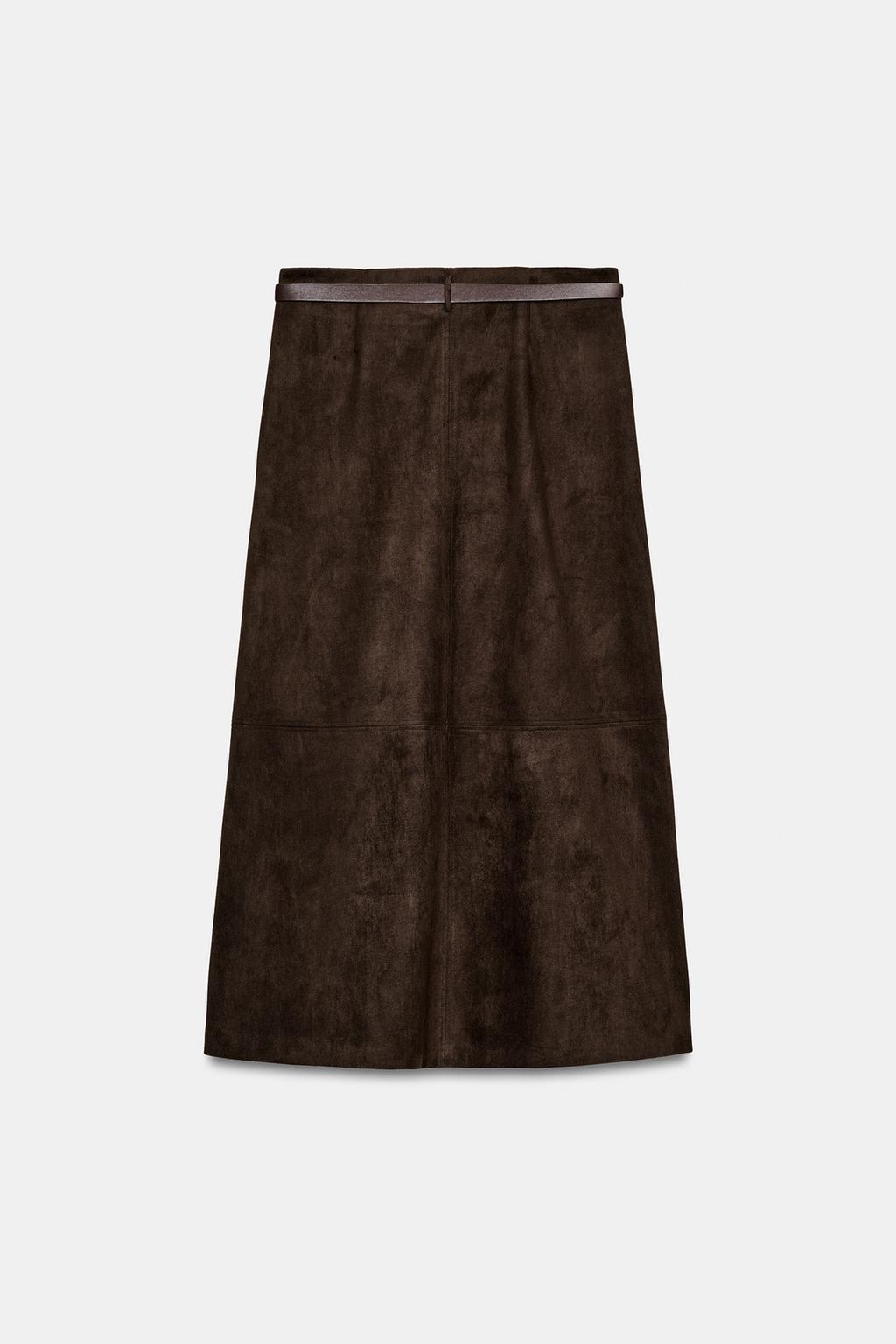 ЮБКА ИЗ ИСКУССТВЕННОЙ ЗАМШИ С РЕМНЕМ