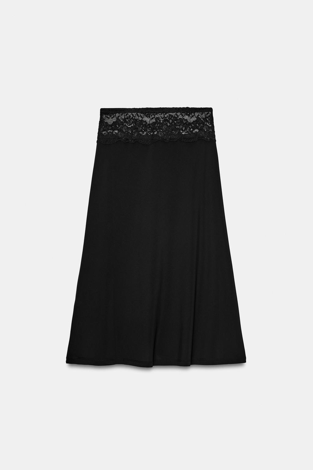 КОМБИНИРОВАННАЯ ЮБКА С КРУЖЕВОМ