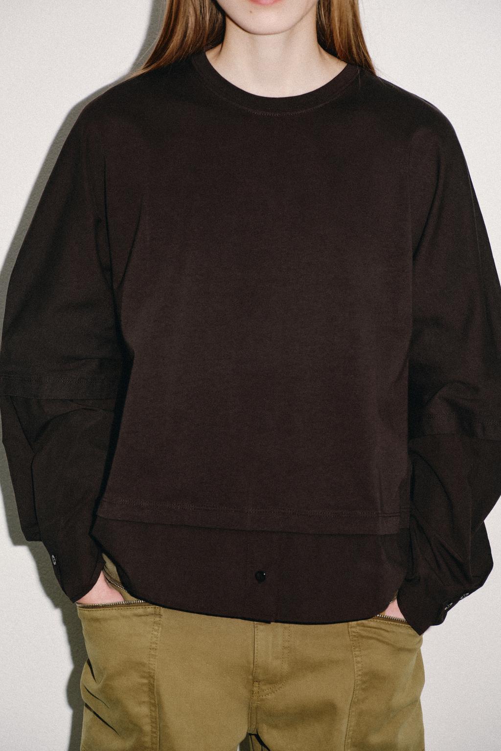 КОМБИНИРОВАННАЯ ФУТБОЛКА ИЗ ПОПЛИНА