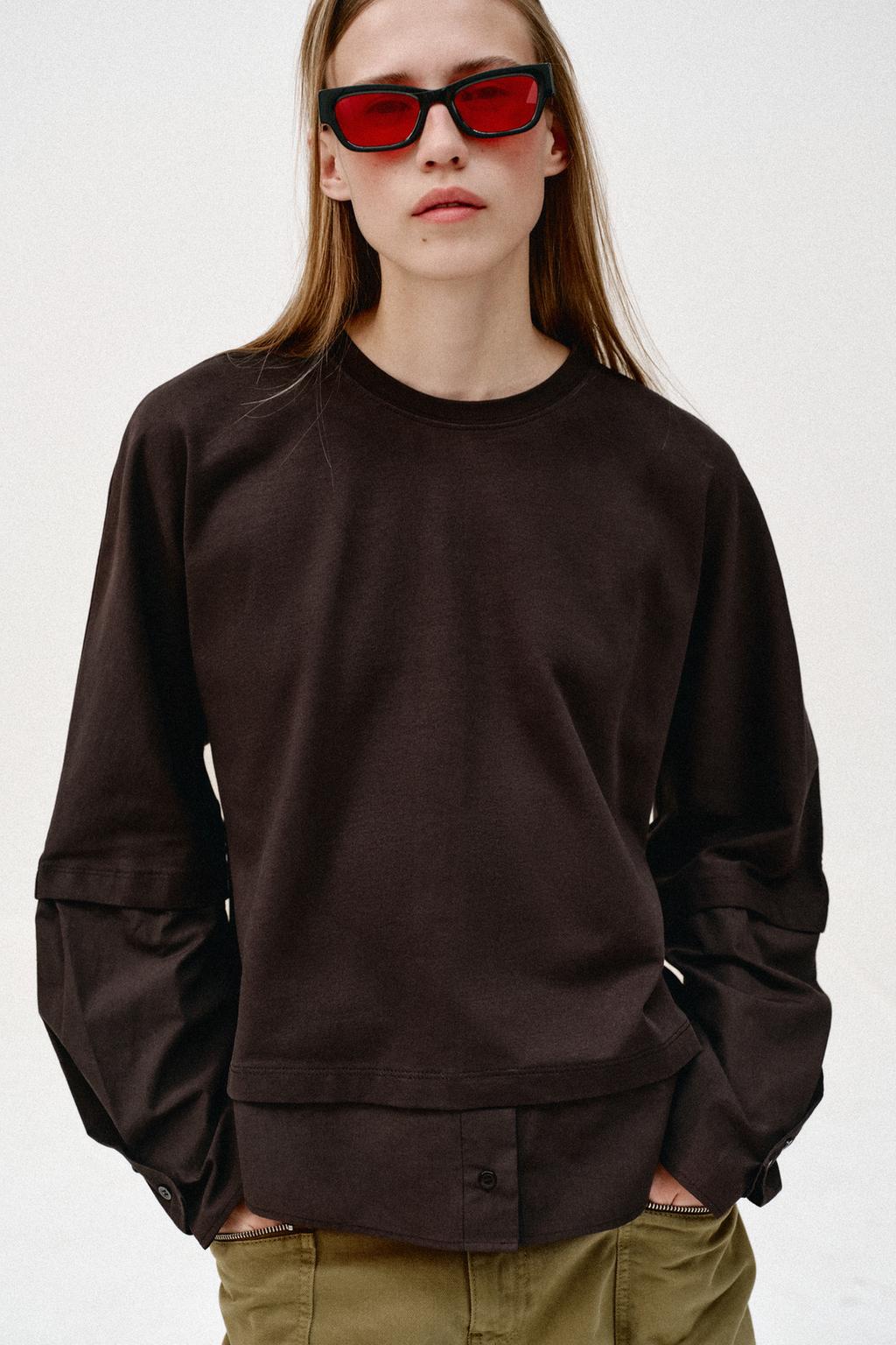 КОМБИНИРОВАННАЯ ФУТБОЛКА ИЗ ПОПЛИНА