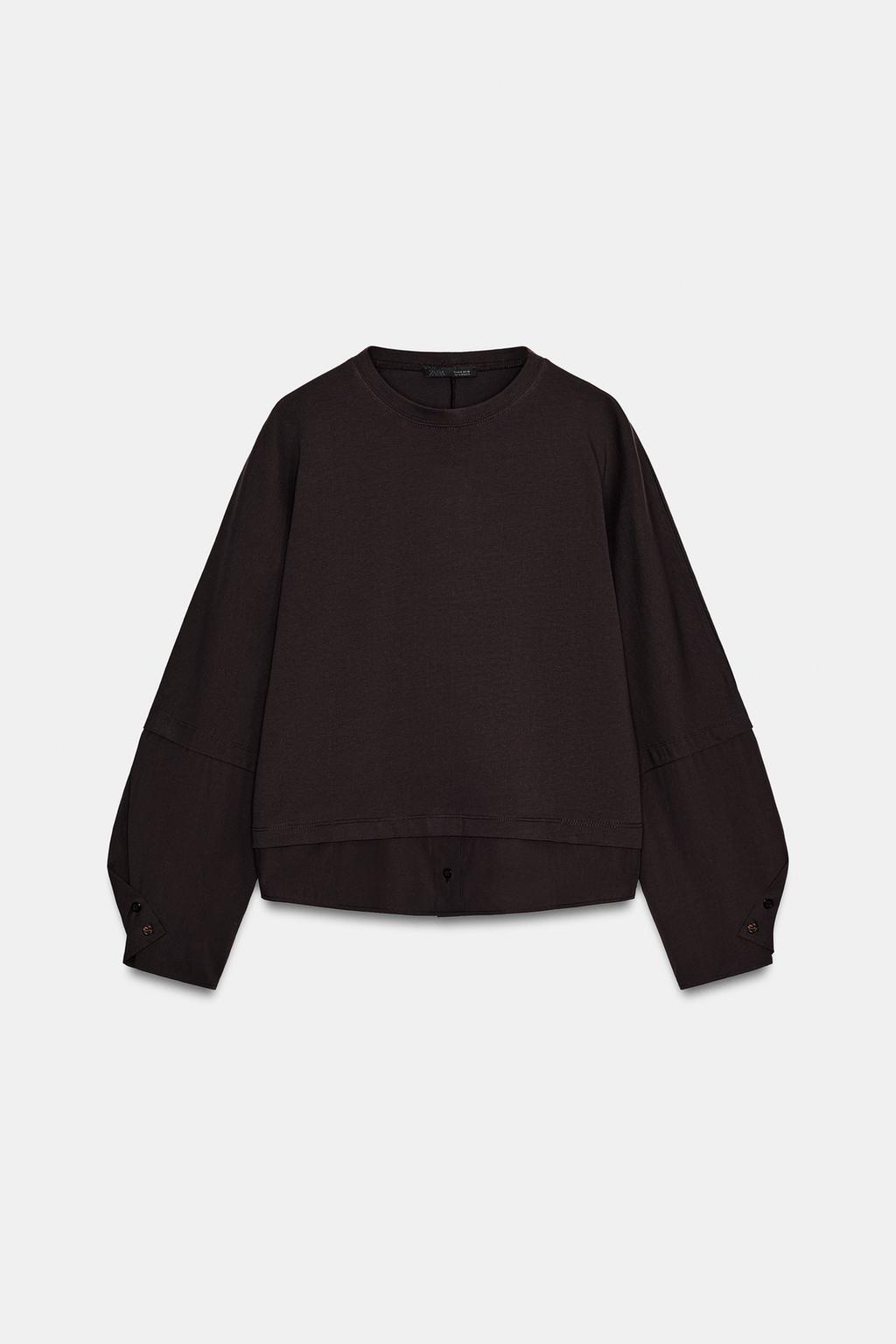 КОМБИНИРОВАННАЯ ФУТБОЛКА ИЗ ПОПЛИНА