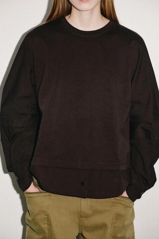 Комбинированная футболка из поплина