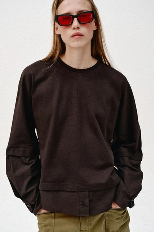 Комбинированная футболка из поплина