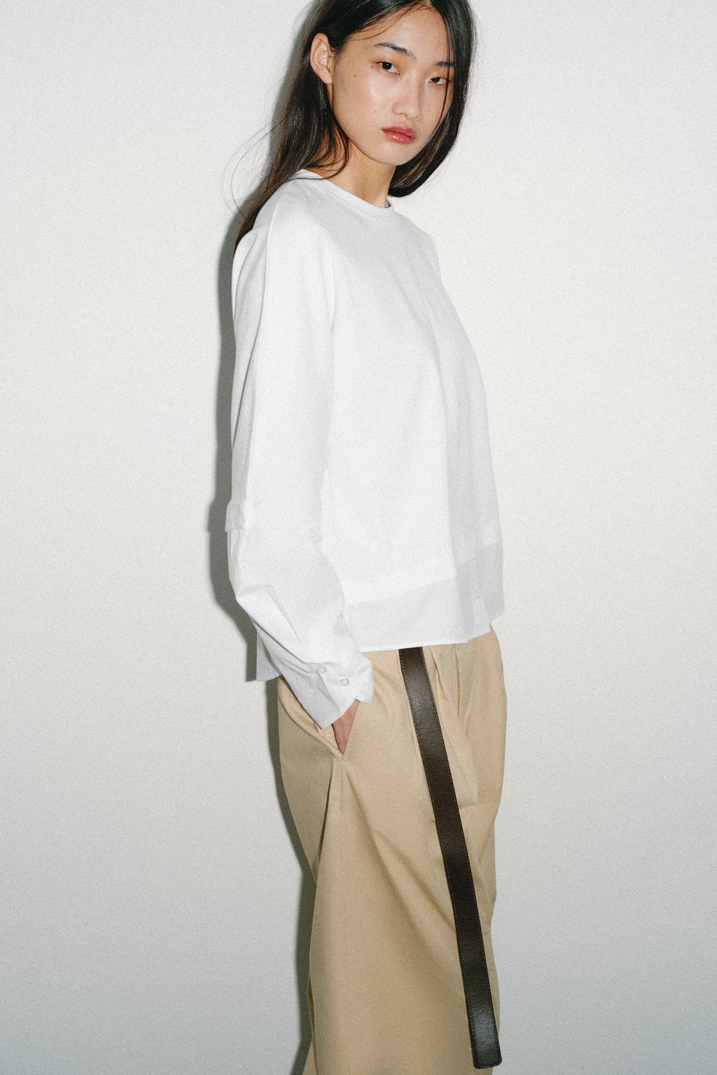 КОМБИНИРОВАННАЯ ФУТБОЛКА ИЗ ПОПЛИНА