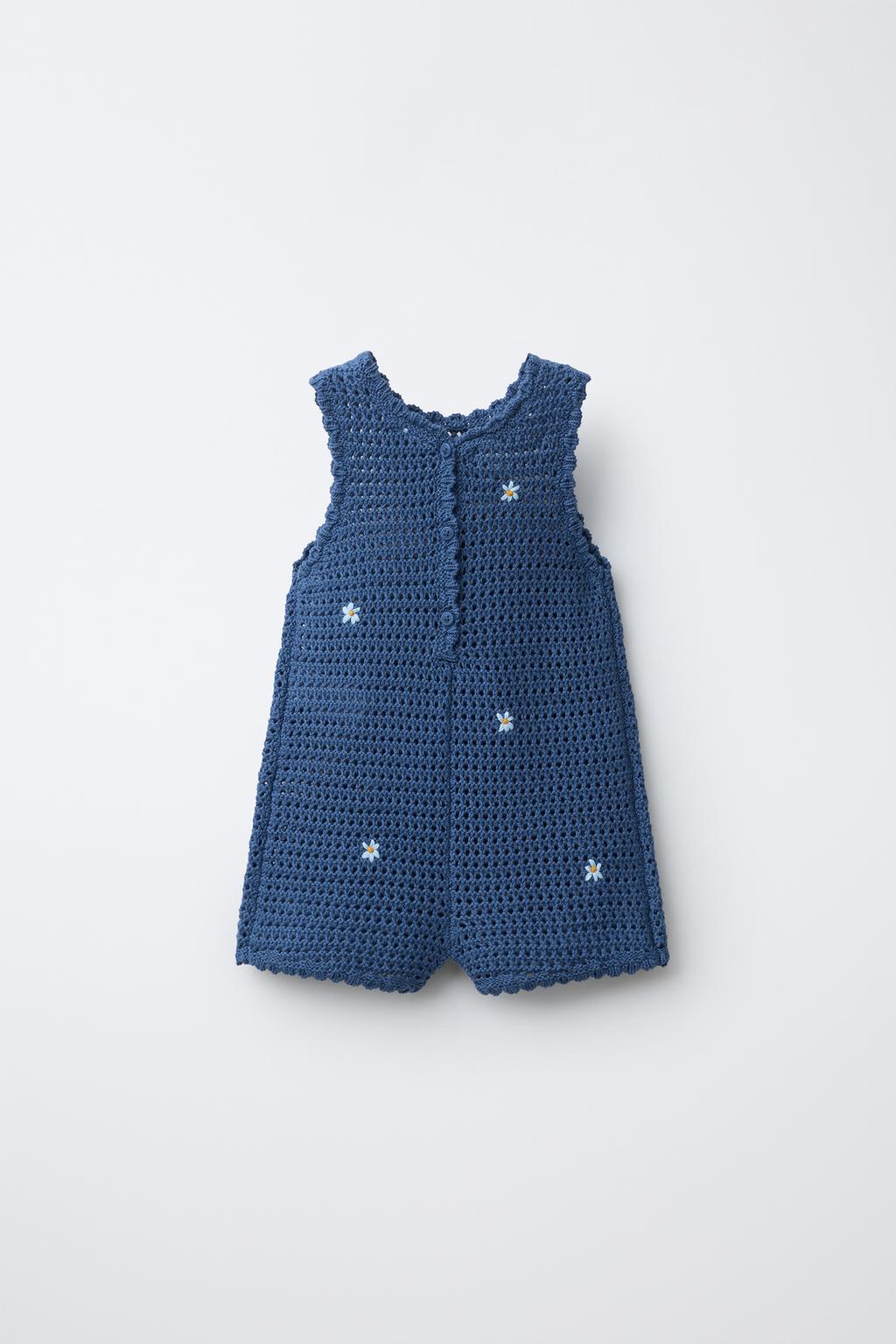 КОМБИНЕЗОН ВЯЗАНЫЙ АЖУРНЫЙ С ВЫШИТЫМИ ЦВЕТАМИ