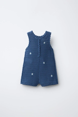 Комбинезон вязаный ажурный с вышитыми цветами- Заказать в России