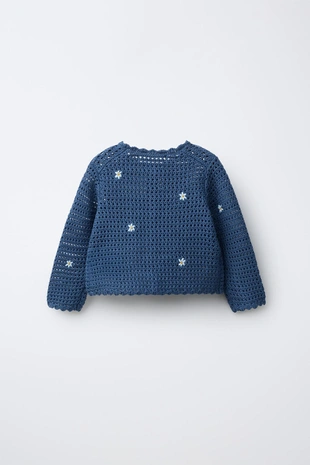 Вязаный кардиган с вышивкой в виде цветов- Заказать в России