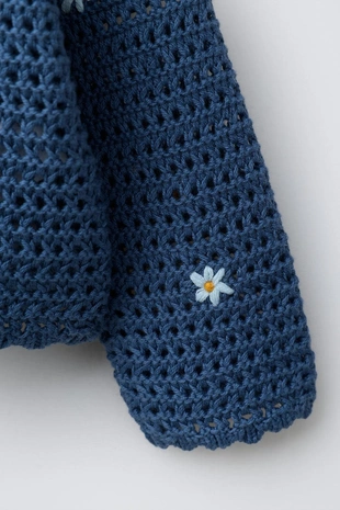 Вязаный кардиган с вышивкой в виде цветов- Заказать в России