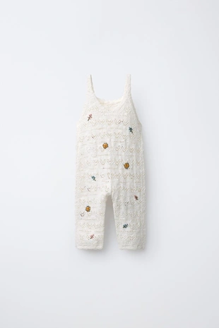 Трикотажный комбинезон с вышитыми цветами- Заказать в России