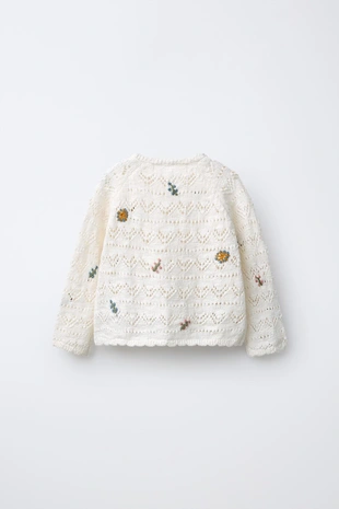 Вязаный кардиган с вышивкой в виде цветов- Заказать в России