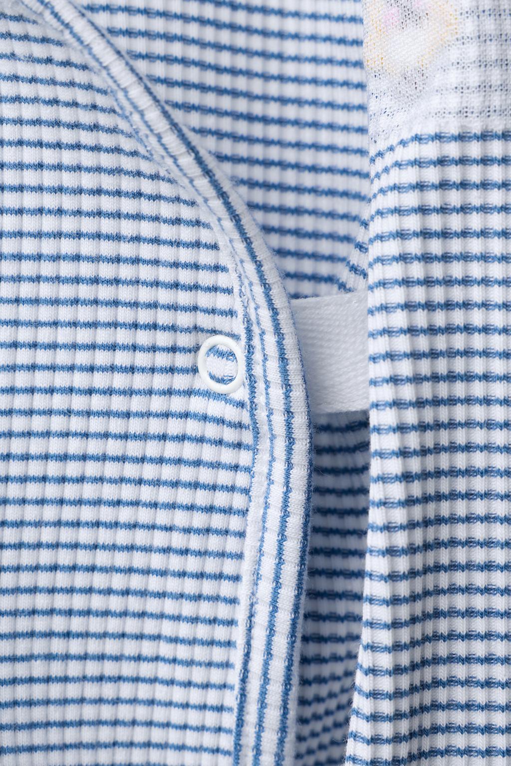 КОМПЛЕКТ ИЗ ФУТБОЛКИ И БРЮК-ШАРОВАРОВ В ПОЛОСКУ С ВЫШИВКОЙ ЦЫПЛЕНКА