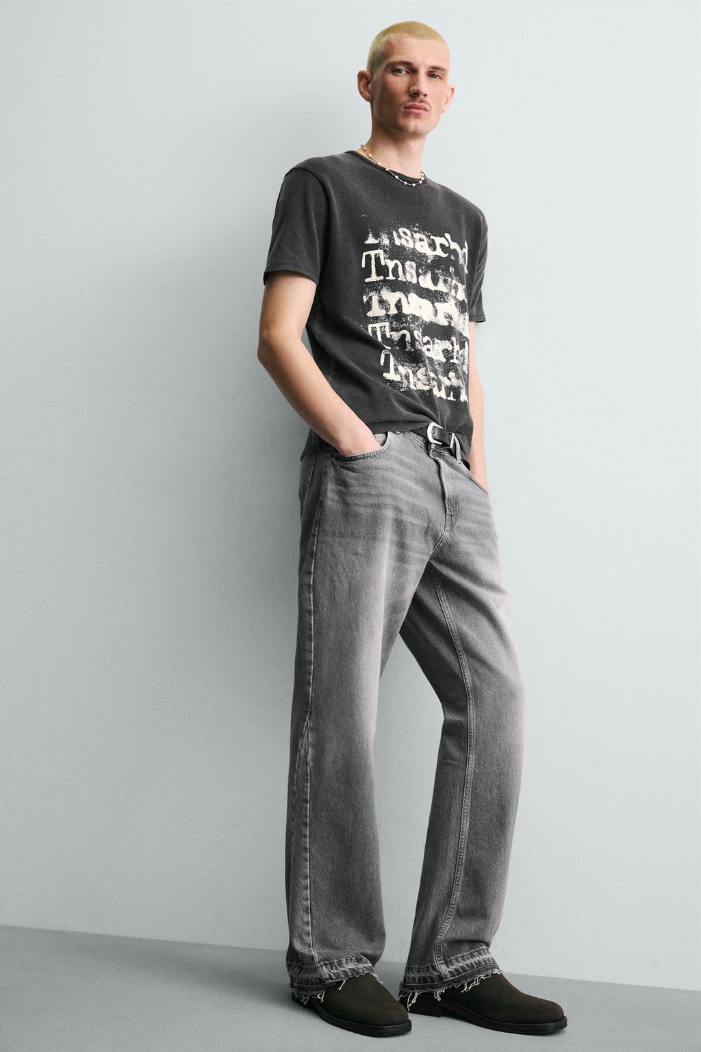 ФУТБОЛКА С ПРИНТОМ И ЭФФЕКТОМ ПОТЕРТОСТИ