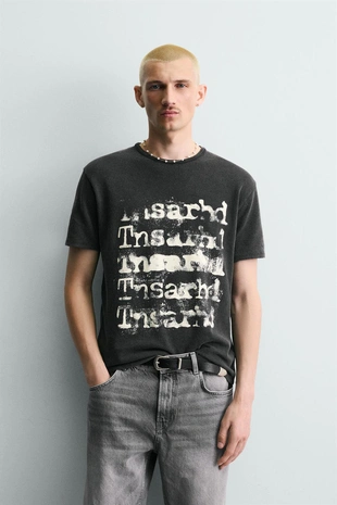 Футболка с принтом и эффектом потертости- Заказать в России