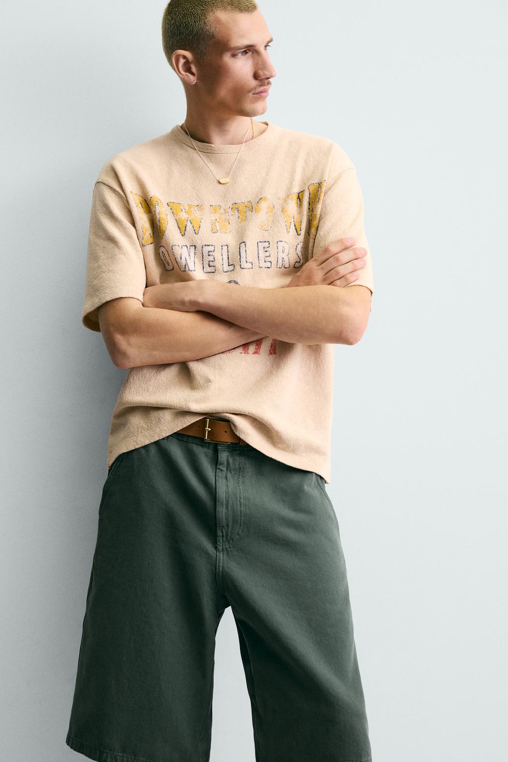 ФУТБОЛКА С ПРИНТОМ И ЭФФЕКТОМ ПОТЕРТОСТИ