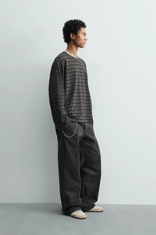 Жаккардовая футболка в полоску- Заказать в России