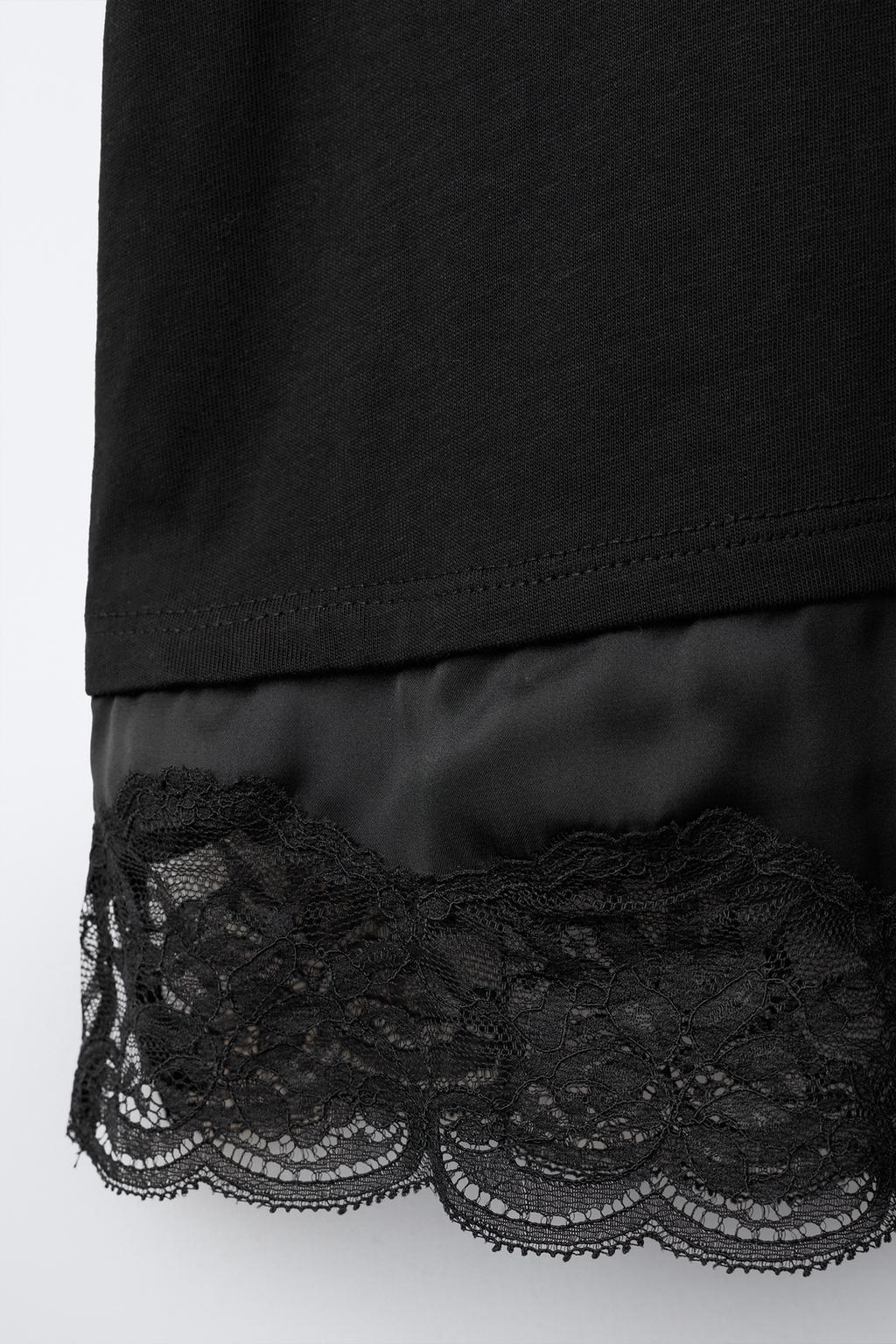 КОМБИНИРОВАННАЯ ФУТБОЛКА С КРУЖЕВОМ