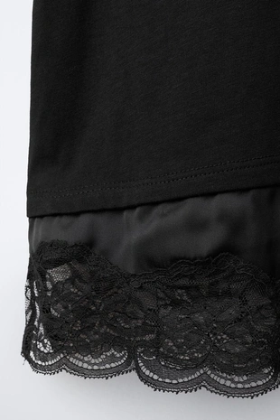 Комбинированная футболка с кружевом