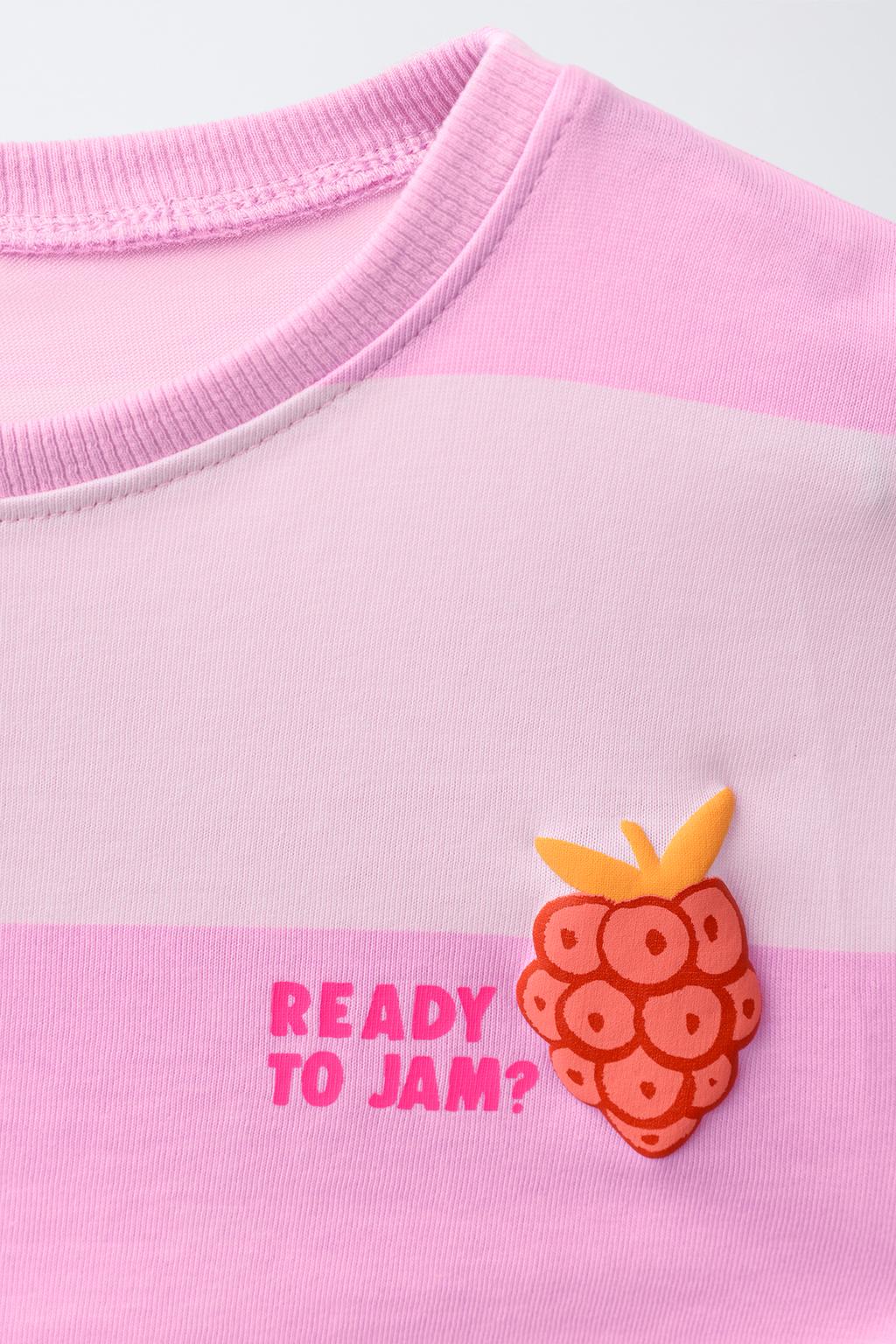 ФУТБОЛКА В ПОЛОСКУ С РЕЛЬЕФНЫМ ПРИНТОМ ФРУКТОВ