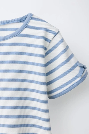 Топ в рубчик в полоску с бантами- Заказать в России