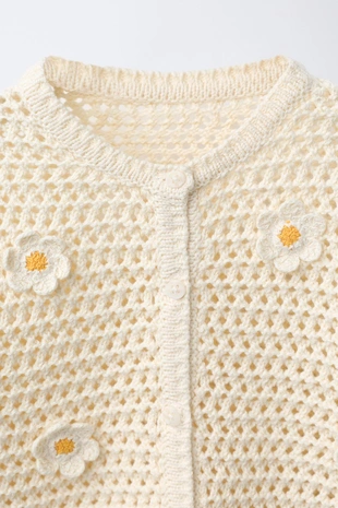 Кардиган из кружева кроше с ромашками- Заказать в России