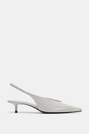 Кожаные туфли на среднем тонком каблуке- Заказать в России