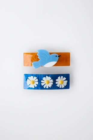 Набор из двух заколок для волос «цветы и птица»- Заказать в России
