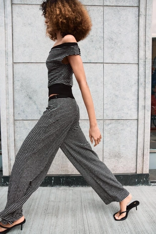 Брюки из букле в полоску- Заказать в России