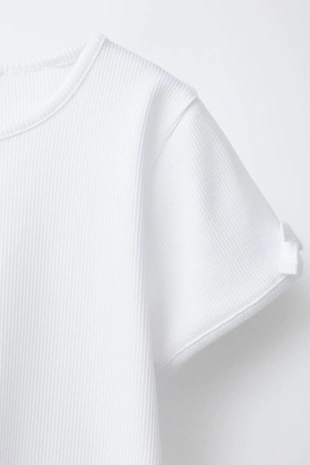 Футболка в рубчик с бантами- Заказать в России