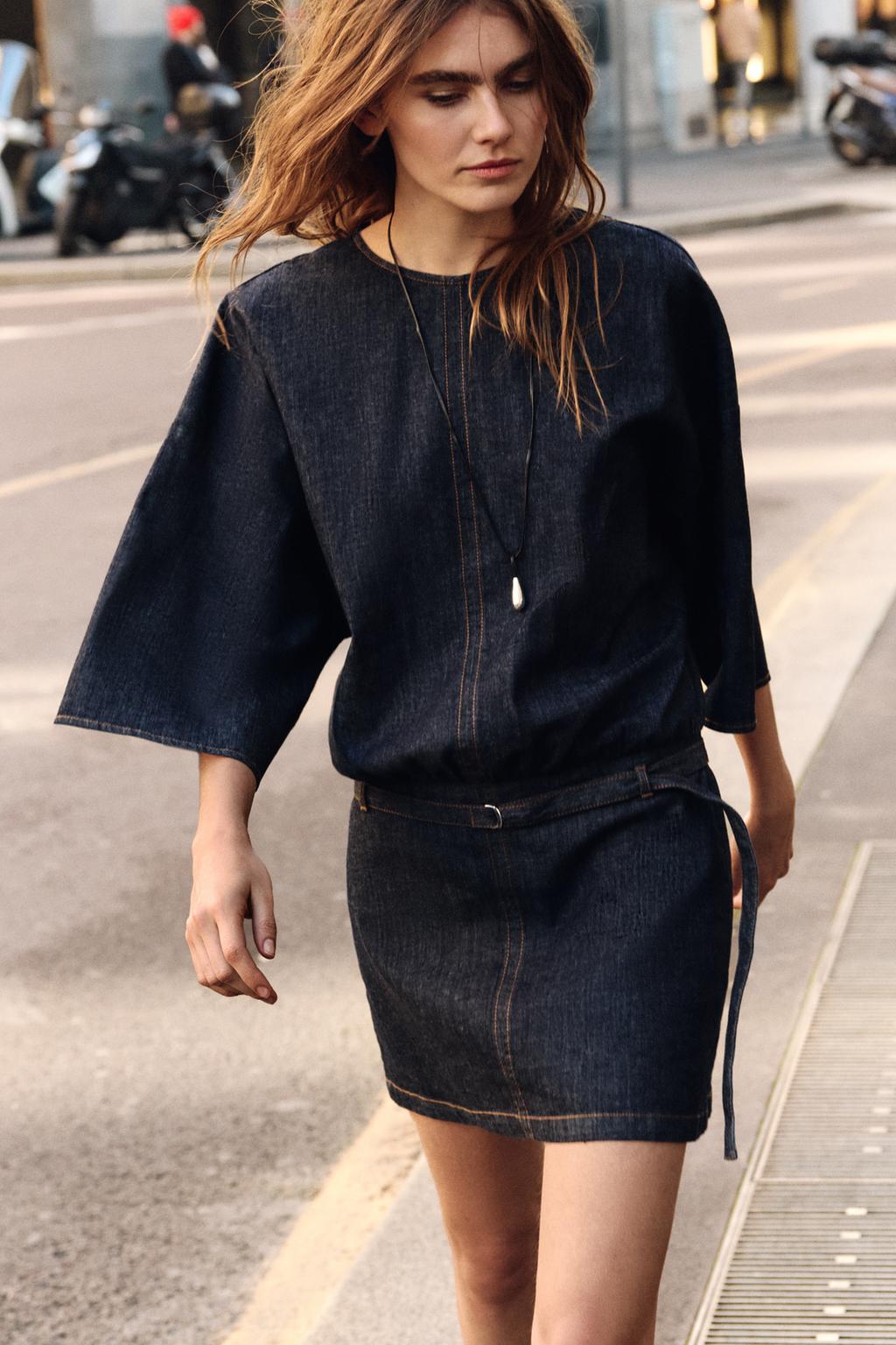 КОРОТКОЕ ДЖИНСОВОЕ ПЛАТЬЕ Z1975 С РЕМНЕМ