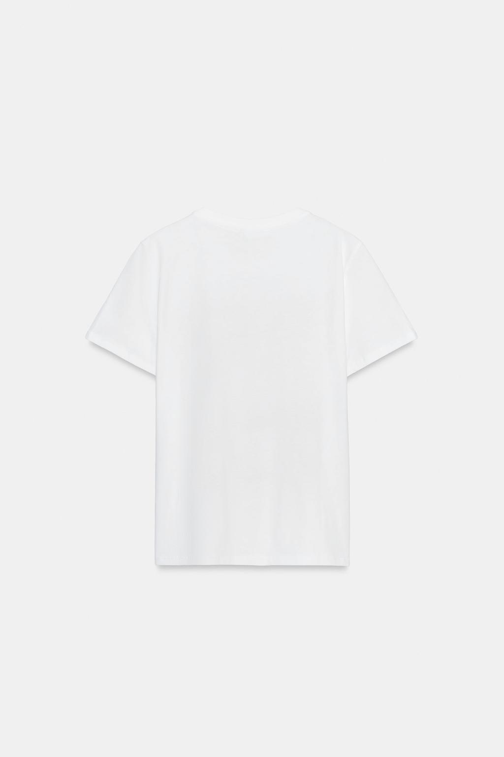 ФУТБОЛКА С МЕТАЛЛИЗИРОВАННЫМ ПРИНТОМ И КОРОТКИМИ РУКАВАМИ