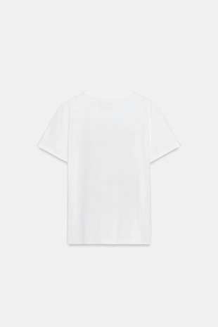 Футболка с металлизированным принтом и короткими рукавами- Заказать в России